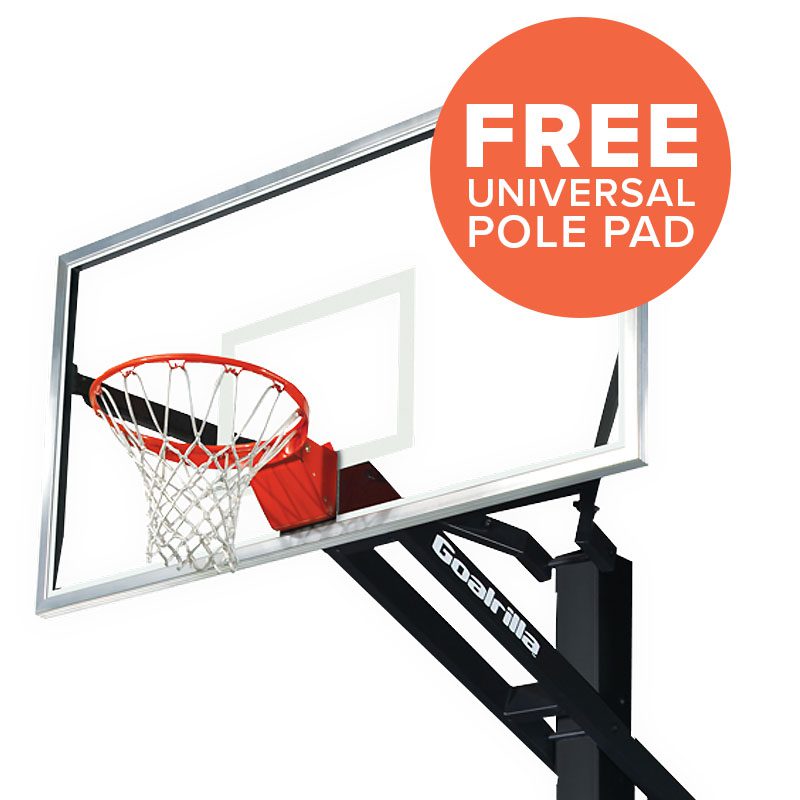 NBA 72 In-Ground Adjustable Basketball Hoop with Tempered Glass Backboard,  Padded Pole, Ball Return